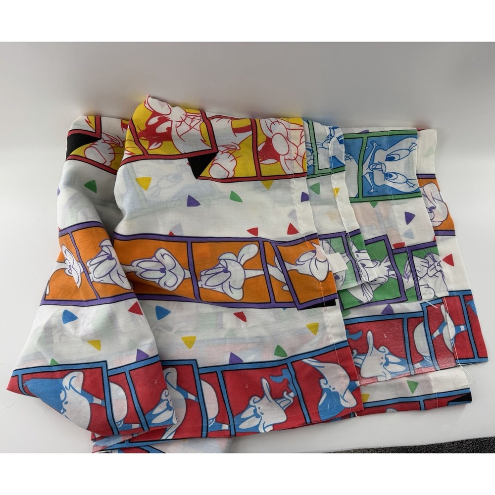 Vtg Looney Tunes Warner Bros Flat Sheet, Pillow Case Tweety Bugs Bunny 1993 Twin